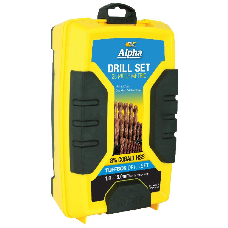 ALPHA 19PC COBALT METRIC DRILL SET 1.0-10.0MM - PLASTIC BOX